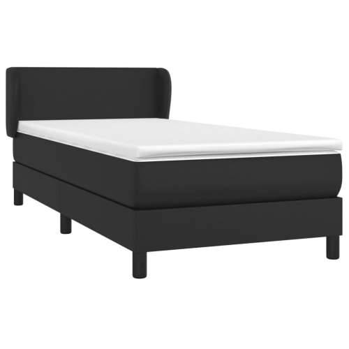 Krevet s oprugama i madracem crni 100x200 cm od umjetne kože - Crna 100 x 200 cm Gladak dizajn Cijena