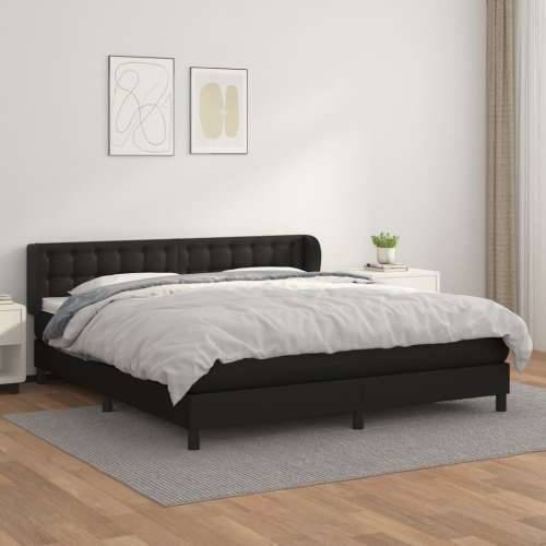 Krevet s oprugama i madracem crni 180 x 200 cm od umjetne kože - Crna 180 x 200 cm gumbi Cijena