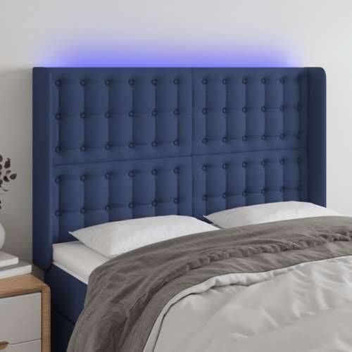 LED uzglavlje plavo 147 x 16 x 118/128 cm od tkanine - Plava 147 x 16 x 118/128 cm 1 Cijena