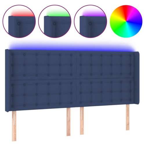 LED uzglavlje plavo 163 x 16 x 118/128 cm od tkanine - Plava 163 x 16 x 118/128 cm 1 Cijena