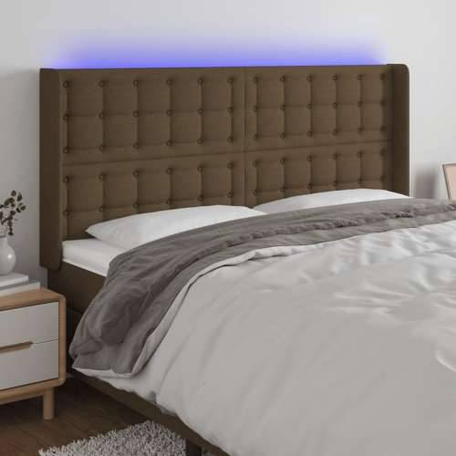 LED uzglavlje tamnosmeđe 163x16x118/128 cm od tkanine - Tamno smeđa 163 x 16 x 118/128 cm 1 Cijena