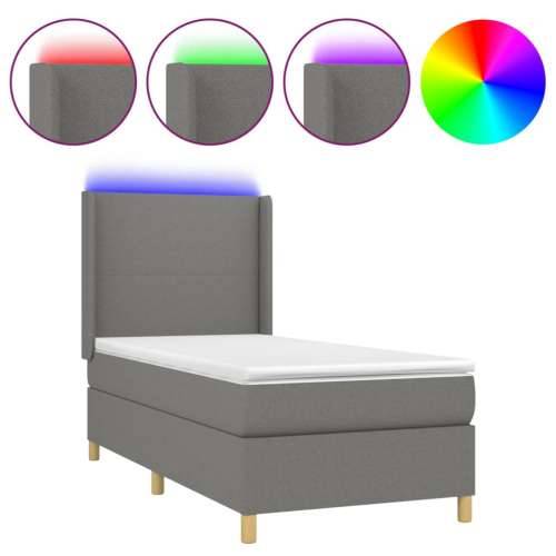 Krevet box spring s madracem LED tamnosivi 100x200 cm tkanina - Tamno siva 100 x 200 cm Gladak dizajn Cijena