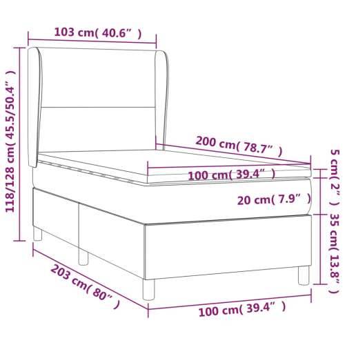Krevet box spring s madracem LED krem 100x200 cm od tkanine - Krema 100 x 200 cm Gladak dizajn Cijena