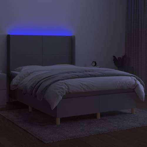 Krevet box spring s madracem LED svjetlosivi 140x190 cm tkanina - Svjetlosiva 140 x 190 cm Gladak dizajn Cijena