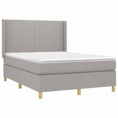 Krevet box spring s madracem LED svjetlosivi 140x190 cm tkanina - Svjetlosiva 140 x 190 cm Gladak dizajn Cijena