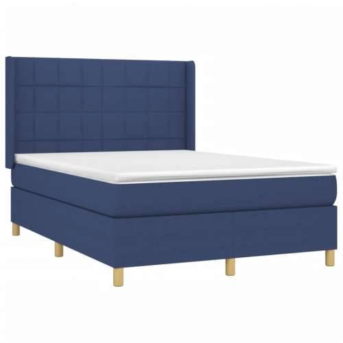 Krevet box spring s madracem LED plavi 140x200 cm od tkanine - Plava 140 x 200 cm Blok s kvadratima Cijena