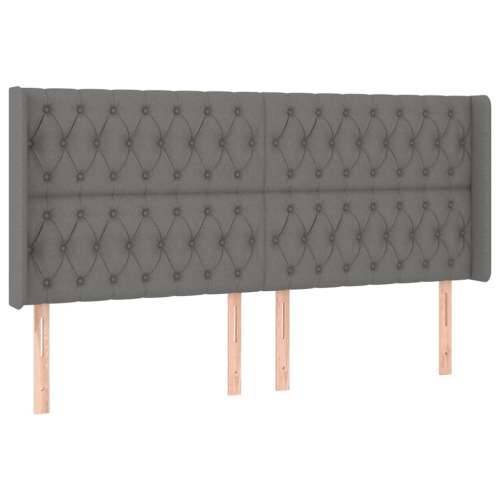 Krevet box spring s madracem LED tamnosivi 200x200 cm tkanina - Tamno siva 200 x 200 cm Dizajn s gumbima Cijena