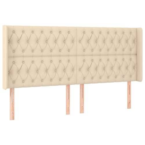 Krevet box spring s madracem LED krem 180x200 cm od tkanine - Krema 180 x 200 cm Dizajn s gumbima Cijena