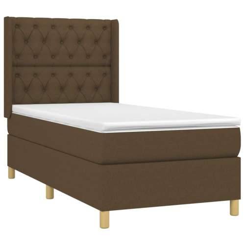 Krevet box spring s madracem LED tamnosmeđi 80 x 200 cm tkanina - Tamno smeđa 80 x 200 cm Dizajn s gumbima Cijena