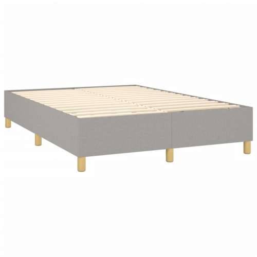 Krevet box spring s madracem LED svjetlosivi 140x190 cm tkanina - Svjetlosiva 140 x 190 cm Dizajn s gumbima Cijena