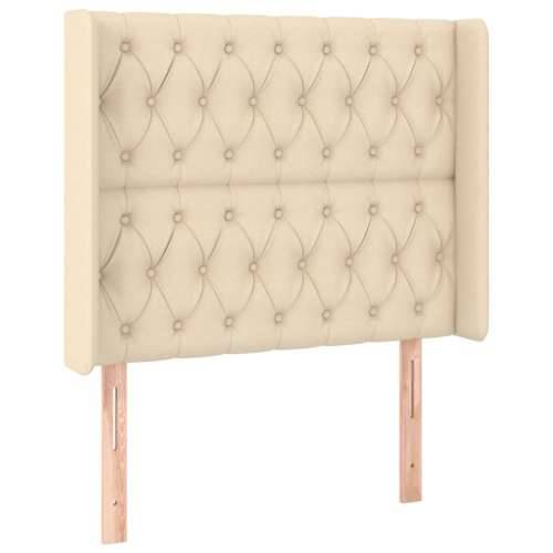 Krevet box spring s madracem LED krem 100x200 cm od tkanine - Krema 100 x 200 cm Dizajn s gumbima Cijena