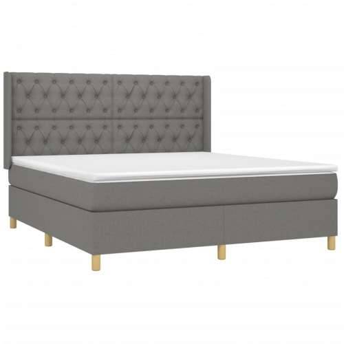 Krevet box spring s madracem LED tamnosivi 160x200 cm tkanina - Tamno siva 160 x 200 cm Dizajn s gumbima Cijena