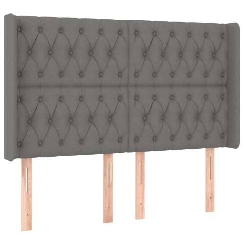 Krevet box spring s madracem LED tamnosivi 160x200 cm tkanina - Tamno siva 160 x 200 cm Dizajn s gumbima Cijena