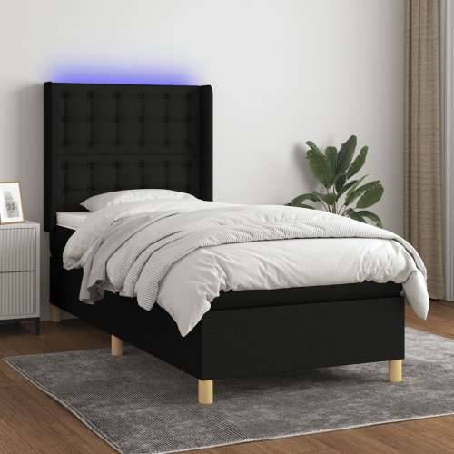 Krevet box spring s madracem LED crni 80 x 200 cm od tkanine - Crna 80 x 200 cm gumbi Cijena