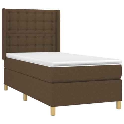 Krevet box spring s madracem LED tamnosmeđi 80 x 200 cm tkanina - Tamno smeđa 80 x 200 cm gumbi Cijena