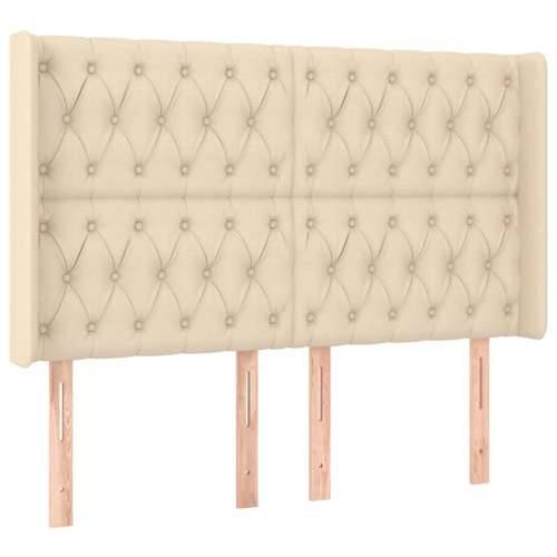 Krevet box spring s madracem LED krem 160x200 cm od tkanine - Krema 160 x 200 cm Dizajn s gumbima Cijena