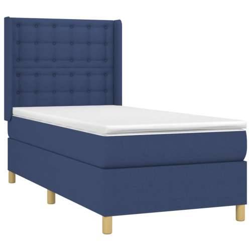 Krevet box spring s madracem LED plavi 90x190 cm od tkanine - Plava 90 x 190 cm gumbi Cijena
