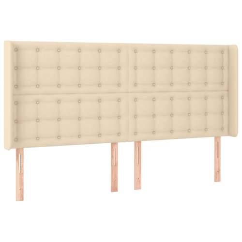 Krevet box spring s madracem LED krem 180x200 cm od tkanine - Krema 180 x 200 cm gumbi Cijena