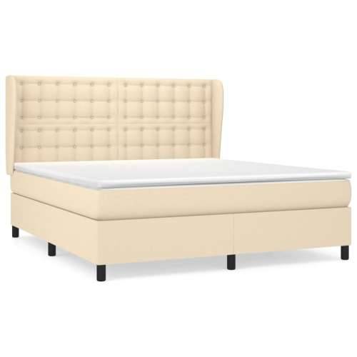 Krevet s oprugama i madracem krem 160x200 cm od tkanine - Krema 160 x 200 cm gumbi Cijena