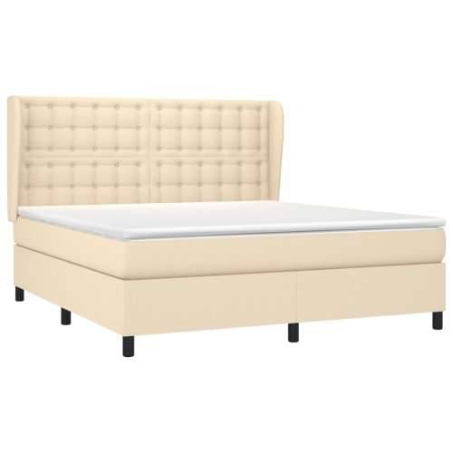Krevet s oprugama i madracem krem 160x200 cm od tkanine - Krema 160 x 200 cm gumbi Cijena