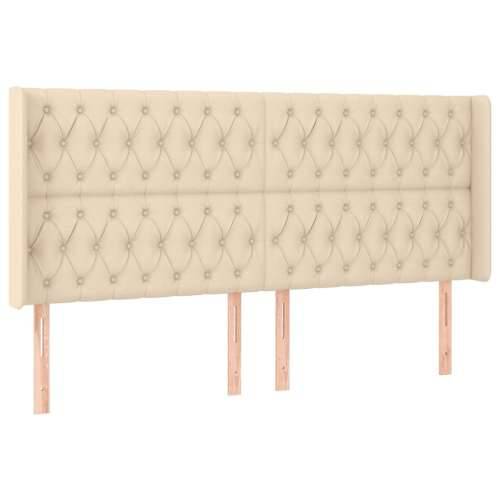 Krevet box spring s madracem LED krem 200x200 cm od tkanine - Krema 200 x 200 cm Dizajn s gumbima Cijena