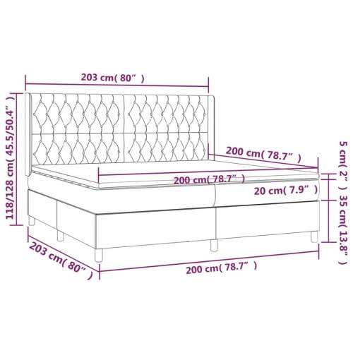 Krevet box spring s madracem LED krem 200x200 cm od tkanine - Krema 200 x 200 cm Dizajn s gumbima Cijena