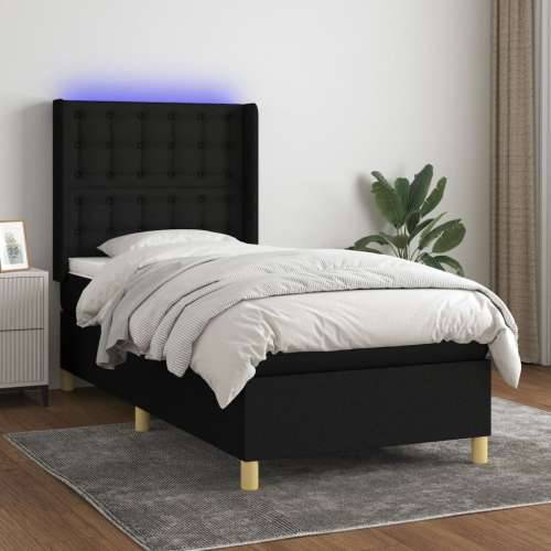 Krevet box spring s madracem LED crni 100x200 cm od tkanine - Crna 100 x 200 cm gumbi Cijena