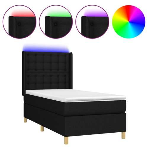 Krevet box spring s madracem LED crni 100x200 cm od tkanine - Crna 100 x 200 cm gumbi Cijena