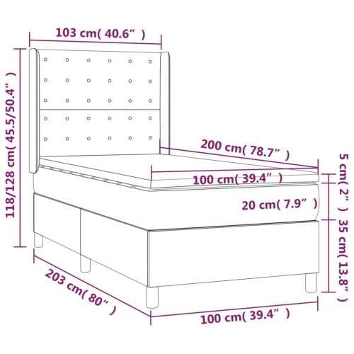 Krevet box spring s madracem LED crni 100x200 cm od tkanine - Crna 100 x 200 cm gumbi Cijena