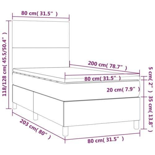 Krevet box spring s madracem LED tamnosivi 80 x 200 cm tkanina Cijena