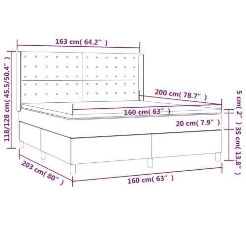 Krevet box spring s madracem LED crni 160x200 cm od tkanine Cijena