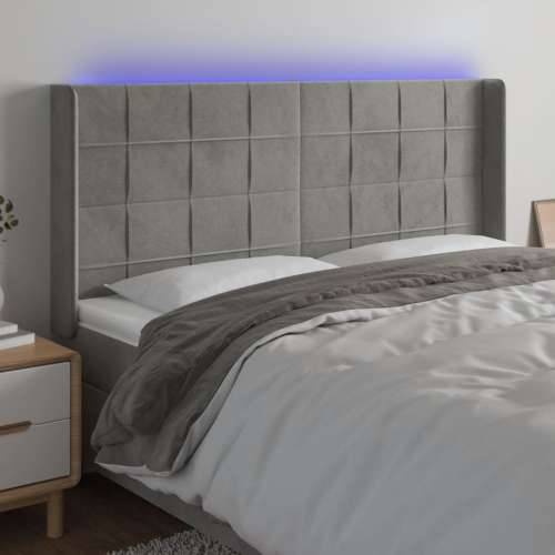 LED uzglavlje svjetlosivo 203 x 16 x 118/128 cm baršunasto - Svjetlosiva 203 x 16 x 118/128 cm 1 Cijena