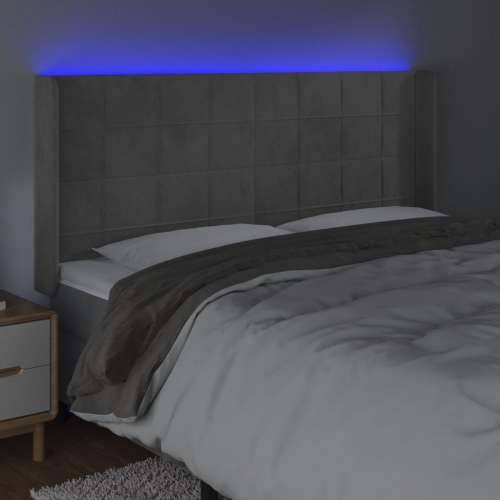 LED uzglavlje svjetlosivo 203 x 16 x 118/128 cm baršunasto - Svjetlosiva 203 x 16 x 118/128 cm 1 Cijena