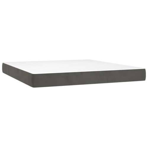 Krevet box spring s madracem LED tamnosivi 160x200 cm baršun - Tamno siva 160 x 200 cm Okomite pruge Cijena