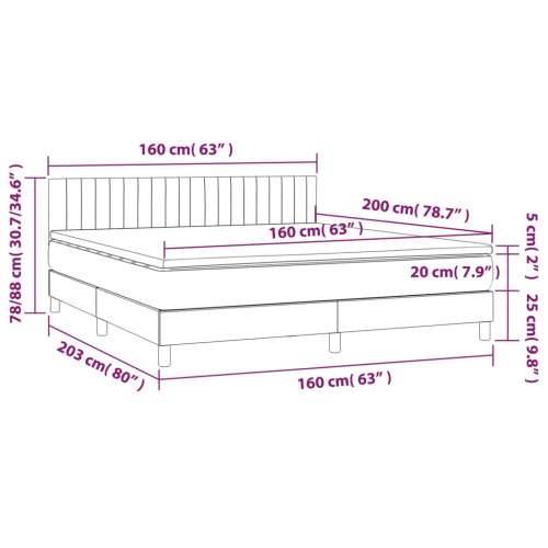 Krevet box spring s madracem LED tamnosivi 160x200 cm baršun - Tamno siva 160 x 200 cm Okomite pruge Cijena