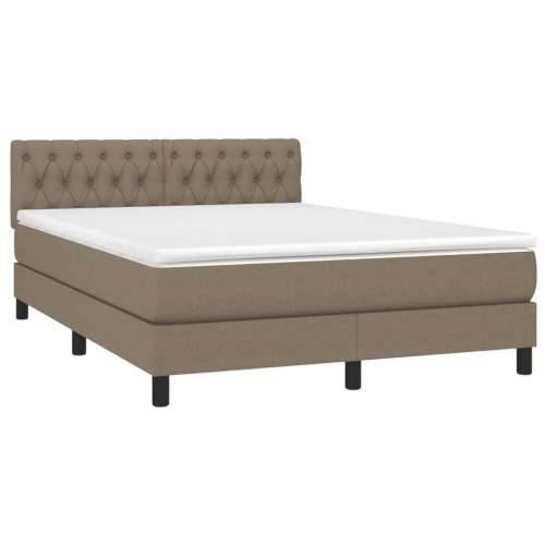 Krevet box spring s madracem LED smeđesivi 140x200 cm tkanina - Sivo-smeđa 140 x 200 cm Dizajn s gumbima Cijena