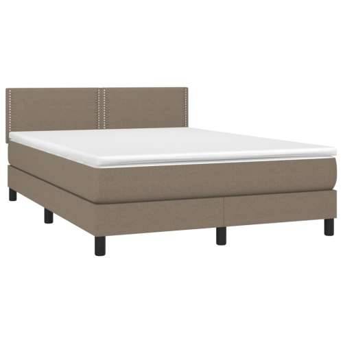 Krevet box spring s madracem LED smeđesivi 140x200 cm tkanina - Sivo-smeđa 140 x 200 cm Obično s čavlima Cijena