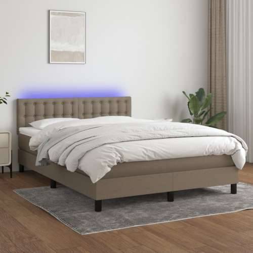 Krevet box spring s madracem LED smeđesivi 140x200 cm tkanina - Sivo-smeđa 140 x 200 cm gumbi Cijena