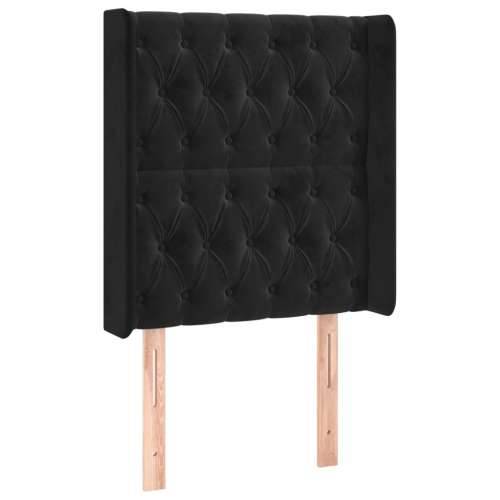 Krevet box spring s madracem LED crni 80 x 200 cm baršunasti - Crna 80 x 200 cm Dizajn s gumbima Cijena