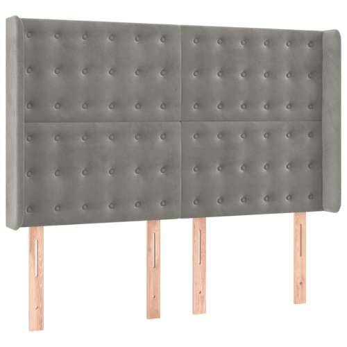 Krevet box spring s madracem LED svjetlosivi 140x200 cm baršun - Svjetlosiva 140 x 200 cm gumbi Cijena