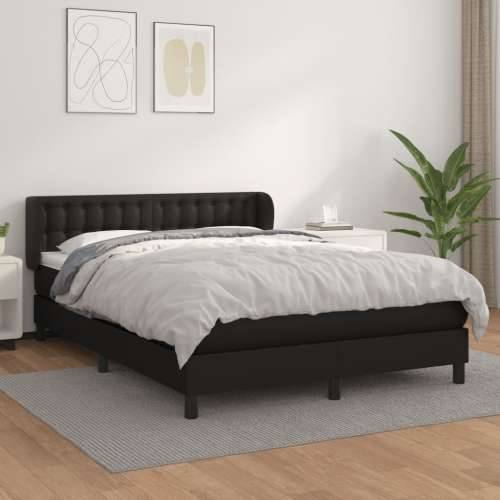 Krevet s oprugama i madracem crni 140 x 200 cm od umjetne kože - Crna 140 x 200 cm gumbi Cijena