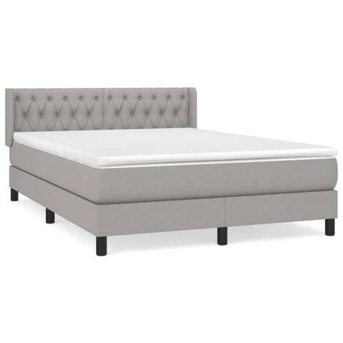Krevet box spring s madracem svjetlosivi 140x200 cm od tkanine Svjetlosiva 140 x 200 cm Dizajn s gumbima Cijena