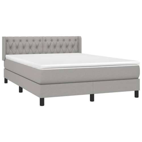 Krevet box spring s madracem svjetlosivi 140x200 cm od tkanine Svjetlosiva 140 x 200 cm Dizajn s gumbima Cijena