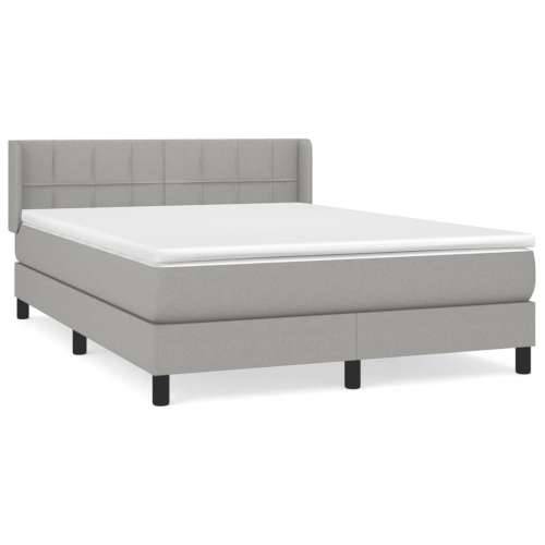 Krevet box spring s madracem svjetlosivi 140x200 cm od tkanine - Svjetlosiva 140 x 200 cm Blok s kvadratima Cijena