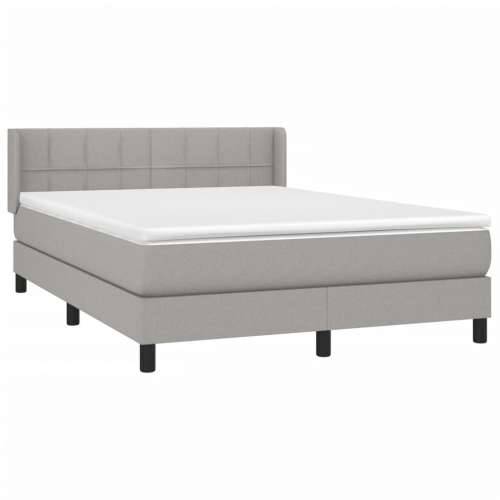 Krevet box spring s madracem svjetlosivi 140x200 cm od tkanine - Svjetlosiva 140 x 200 cm Blok s kvadratima Cijena
