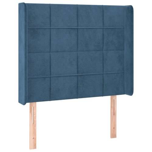 Krevet box spring s madracem LED tamnoplavi 90x190 cm baršun - Tamno plava 90 x 190 cm Blok s kvadratima Cijena