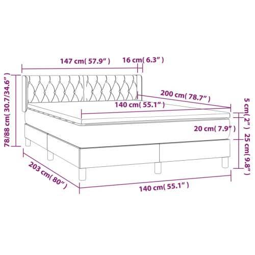 Krevet s oprugama i madracem svjetlosivi 140x200 cm baršunasti - Svjetlosiva 140 x 200 cm Dizajn s gumbima Cijena