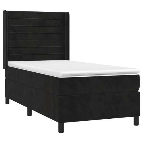 Krevet box spring s madracem LED crni 80 x 200 cm baršunasti - Crna 80 x 200 cm vodoravne pruge Cijena