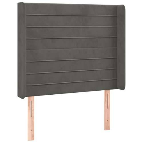 Krevet box spring s madracem LED tamnosivi 100x200 cm baršun - Tamno siva 100 x 200 cm vodoravne pruge Cijena