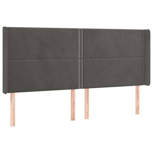 Krevet box spring s madracem LED tamnosivi 180x200 cm baršun - Tamno siva 180 x 200 cm Obično s čavlima Cijena